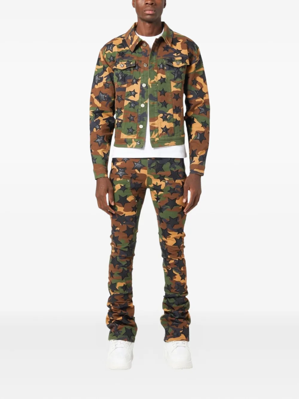 GUAPI camouflage-pattern star-patch jeans - Veelkleurig
