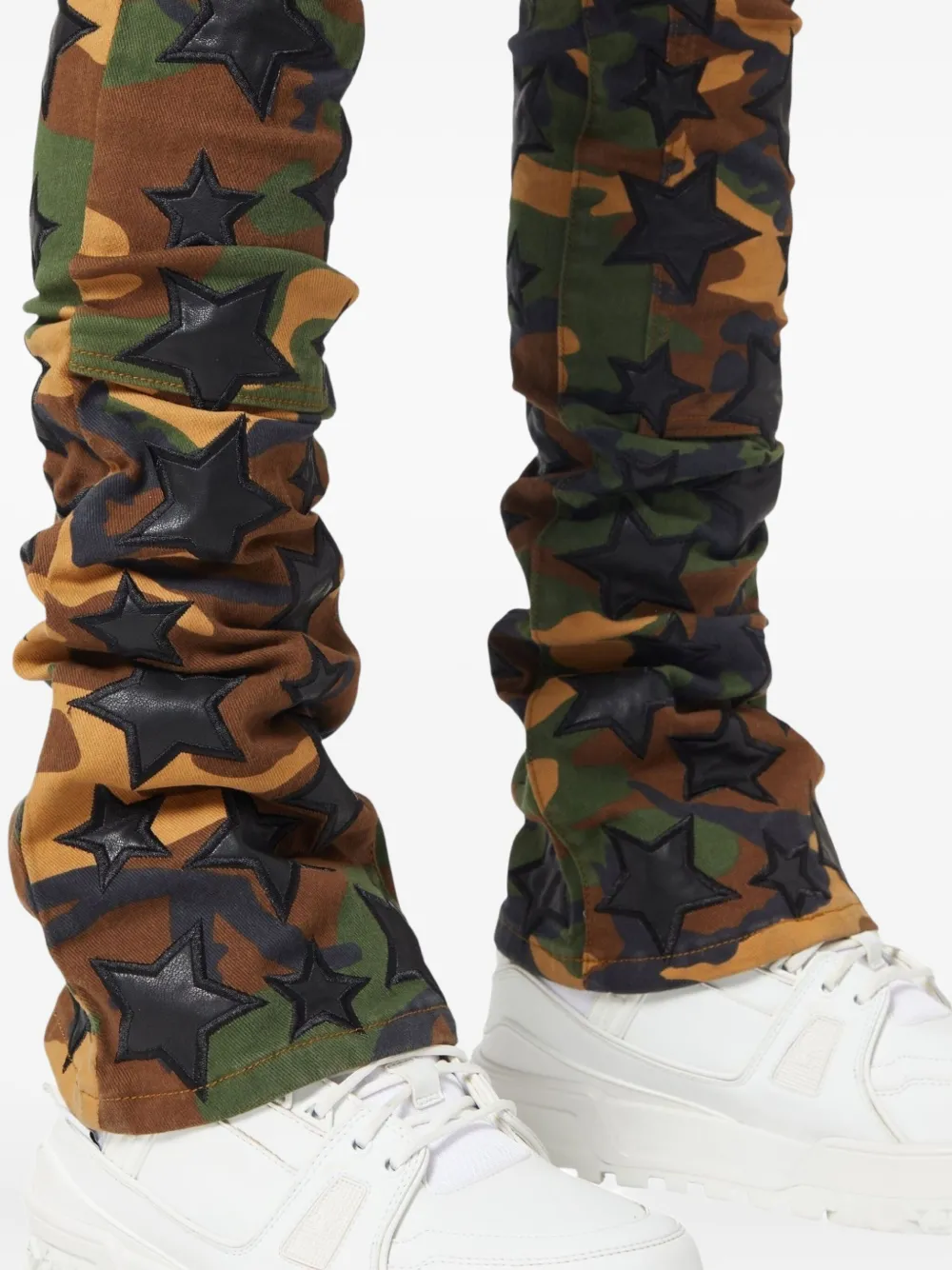 GUAPI Jeans met camouflageprint en sterpatch Veelkleurig