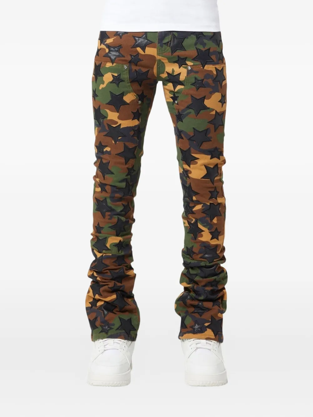GUAPI Jeans met camouflageprint en sterpatch Veelkleurig