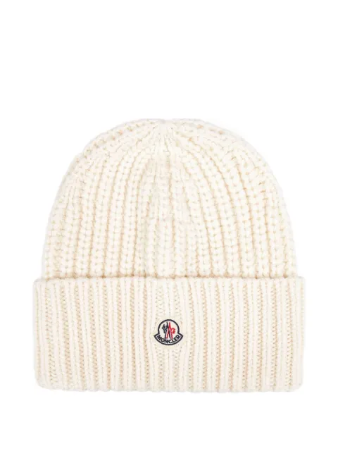 Moncler ribbed logo-patch beanie