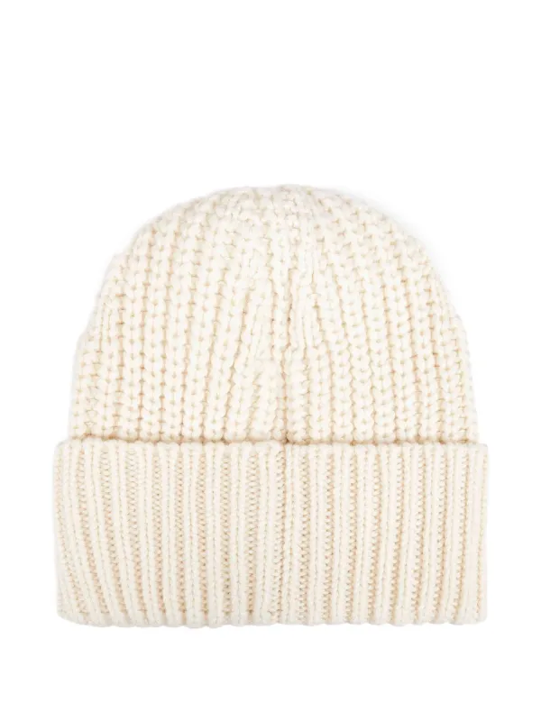 Moncler Ribbed logo-patch Beanie | White | FARFETCH display picture 3