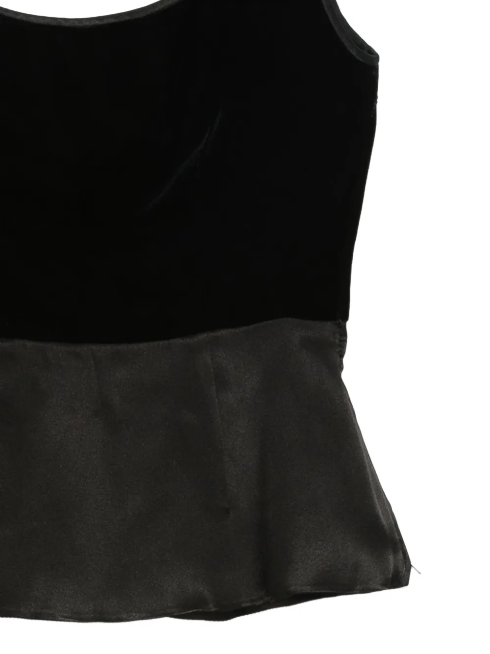 Pre-owned Valentino 1980s Velvet Peplum Top In Black