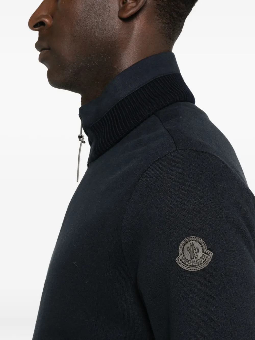 Moncler Logo-patch Zip-up Sweatshirt In Black
