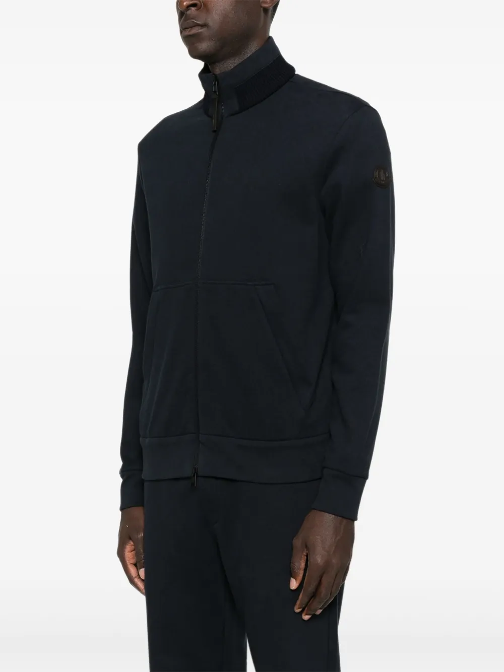 Moncler Logo-patch Zip-up Sweatshirt In Black