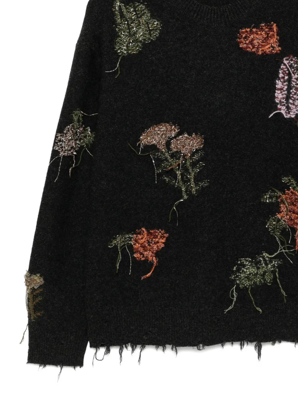 Jnby Botanical Long-sleeved Sweater In Black