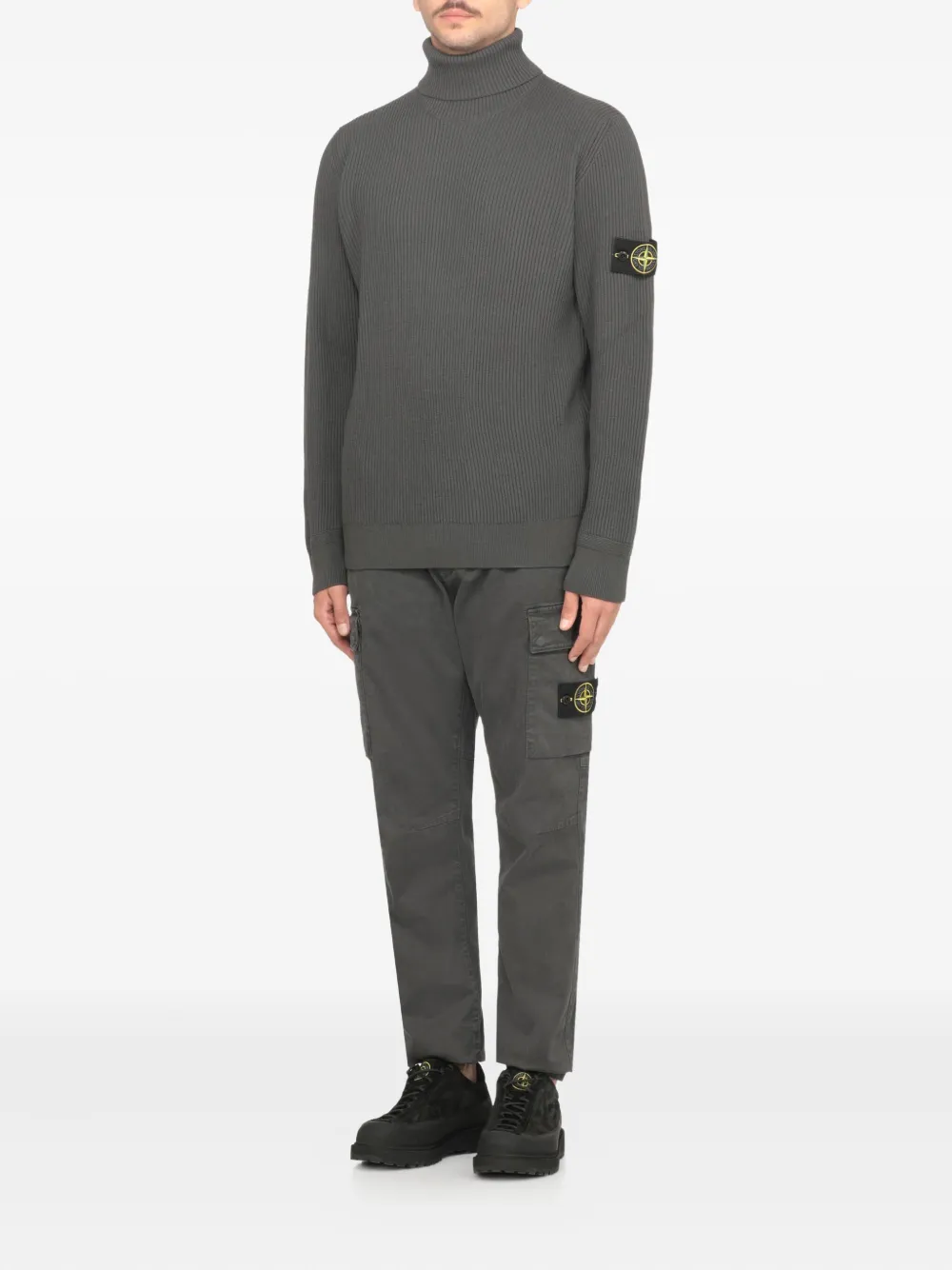 Stone Island Compass-motif Sweater In Gray