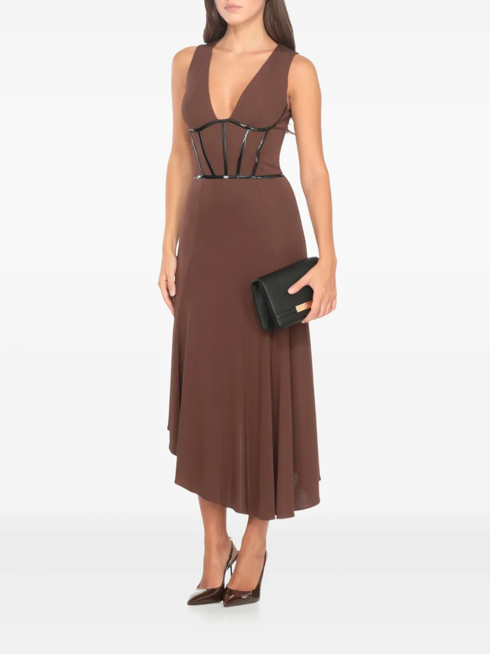 Elisabetta Franchi Asymmetrische jurk Bruin