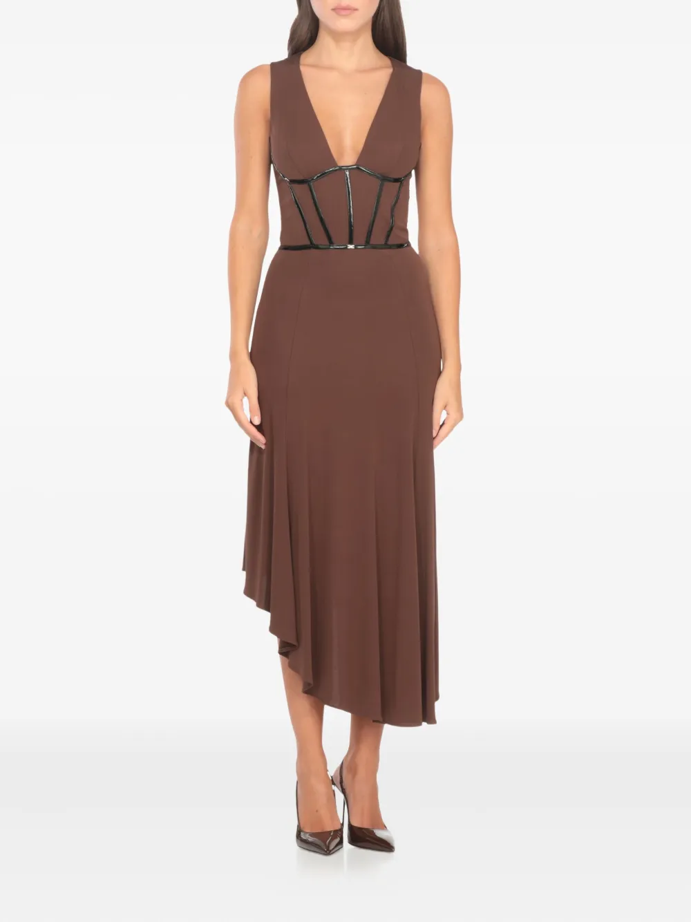 Elisabetta Franchi asymmetric dress - Bruin