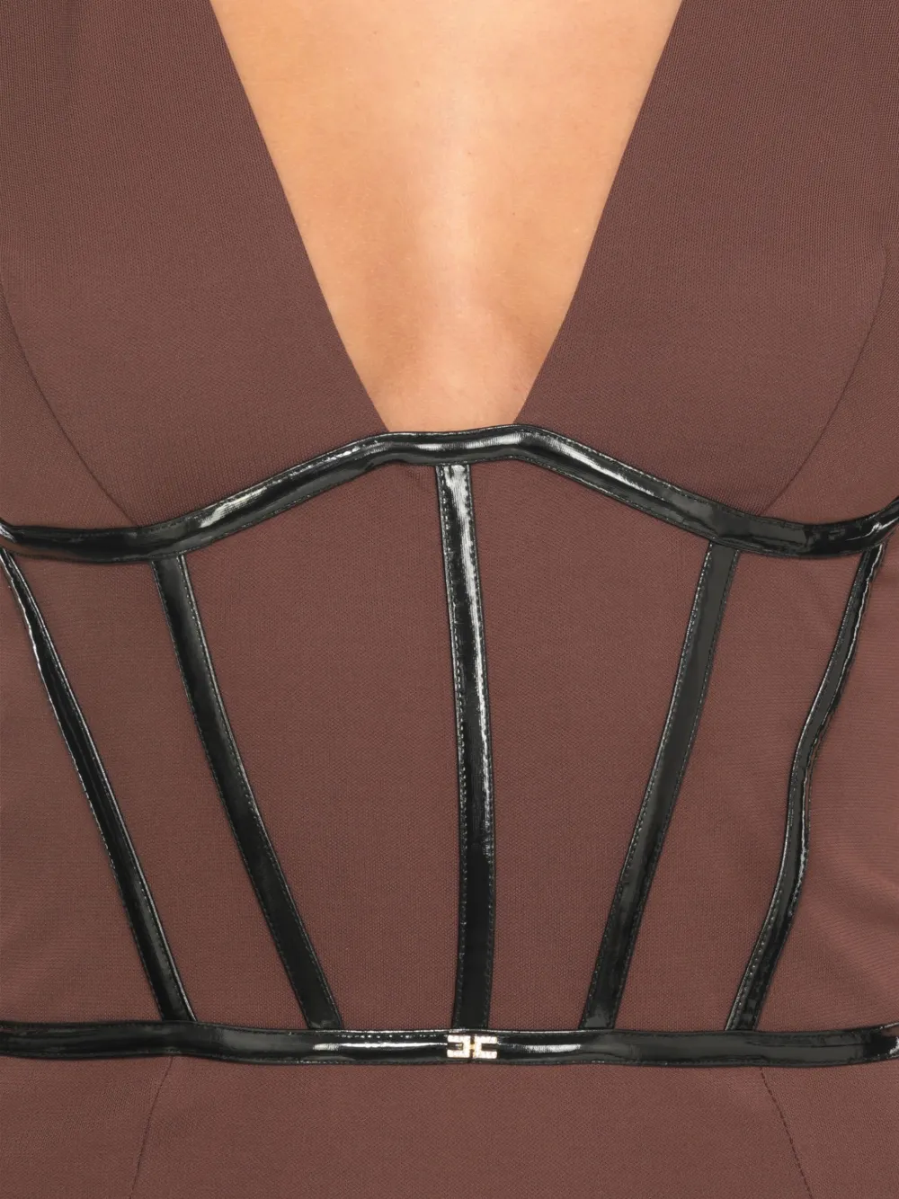 Elisabetta Franchi Asymmetrische jurk Bruin