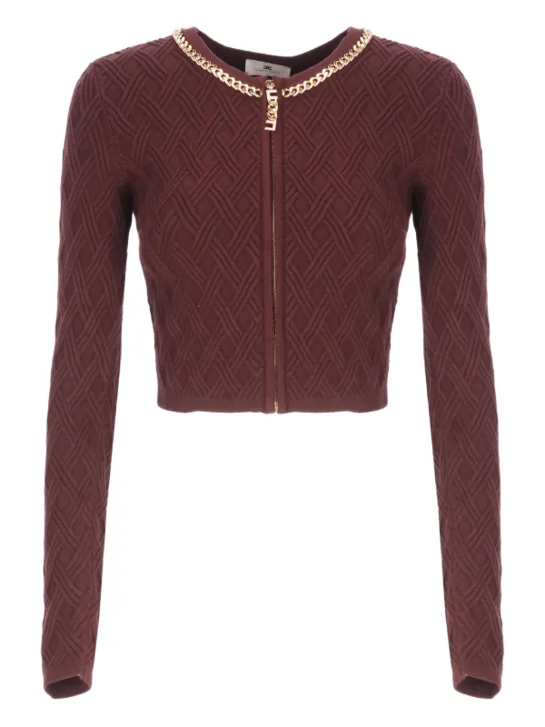 Elisabetta Franchi ジップアップ クロップドセーター | レッド