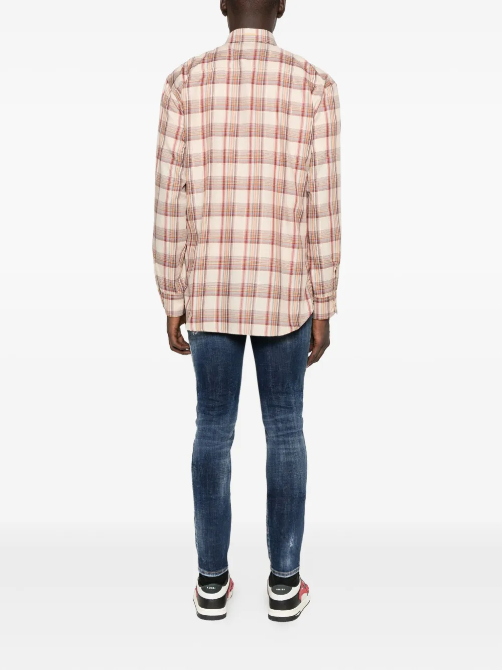 DSQUARED2 Geruit overhemd met borstzak Beige