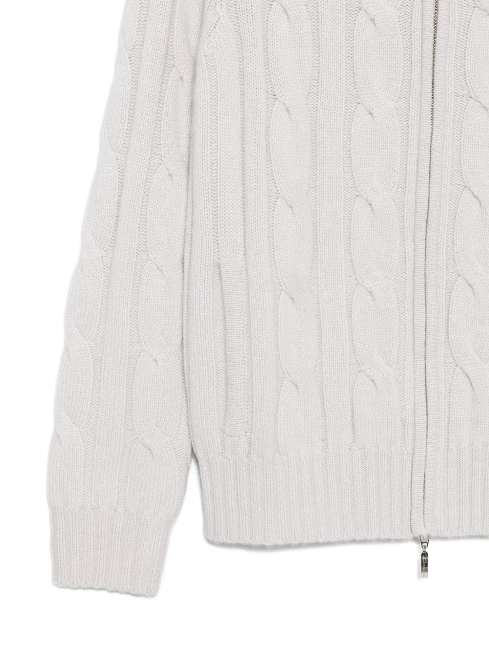 Doriani Cashmere Cable-knit Zip-up Cardigan In Neutral