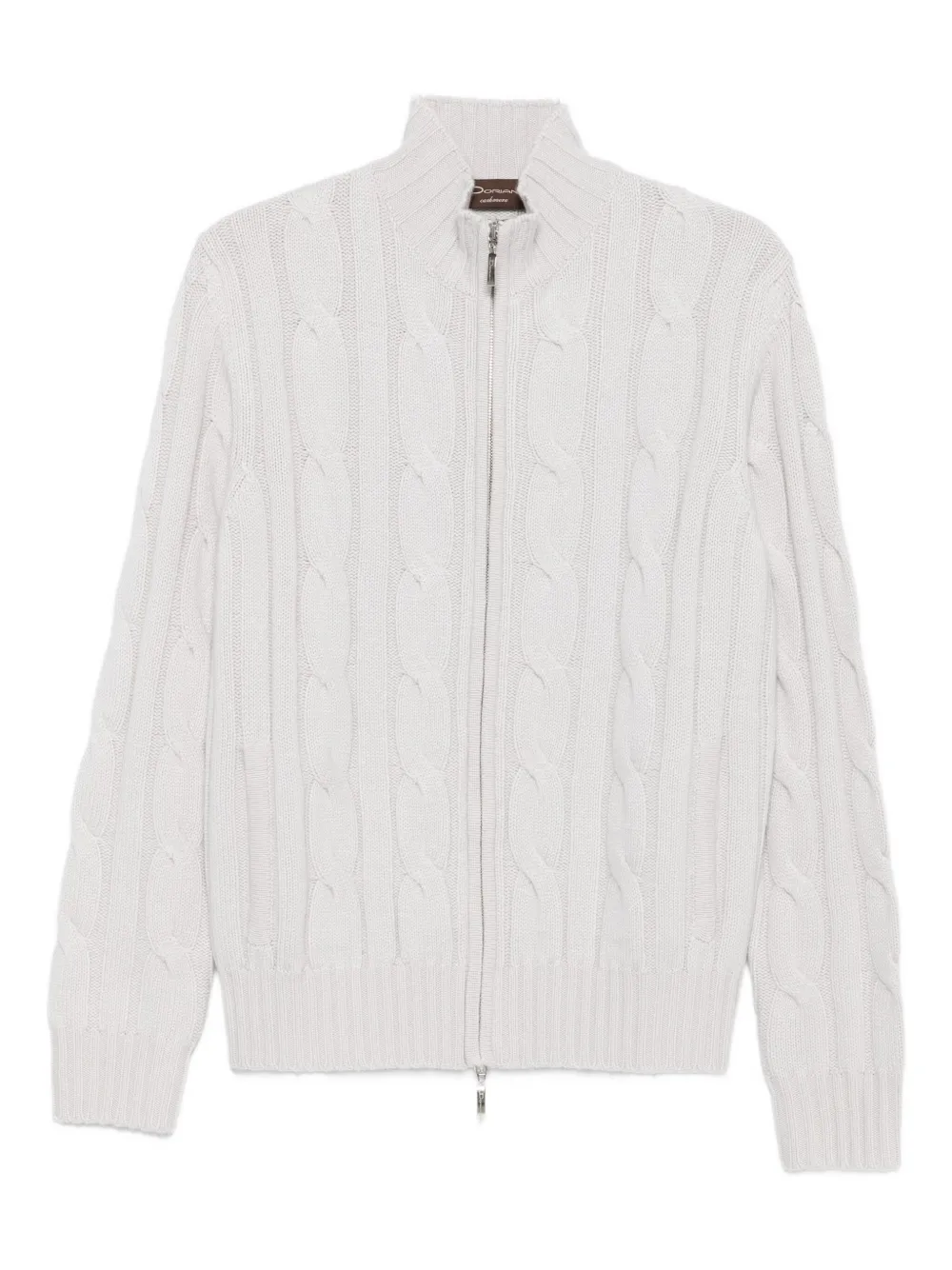 Doriani Cashmere Cable-knit Zip-up Cardigan In Neutral