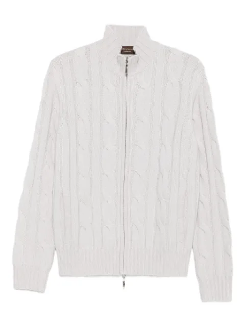 Doriani Cashmere cable-knit zip-up cardigan