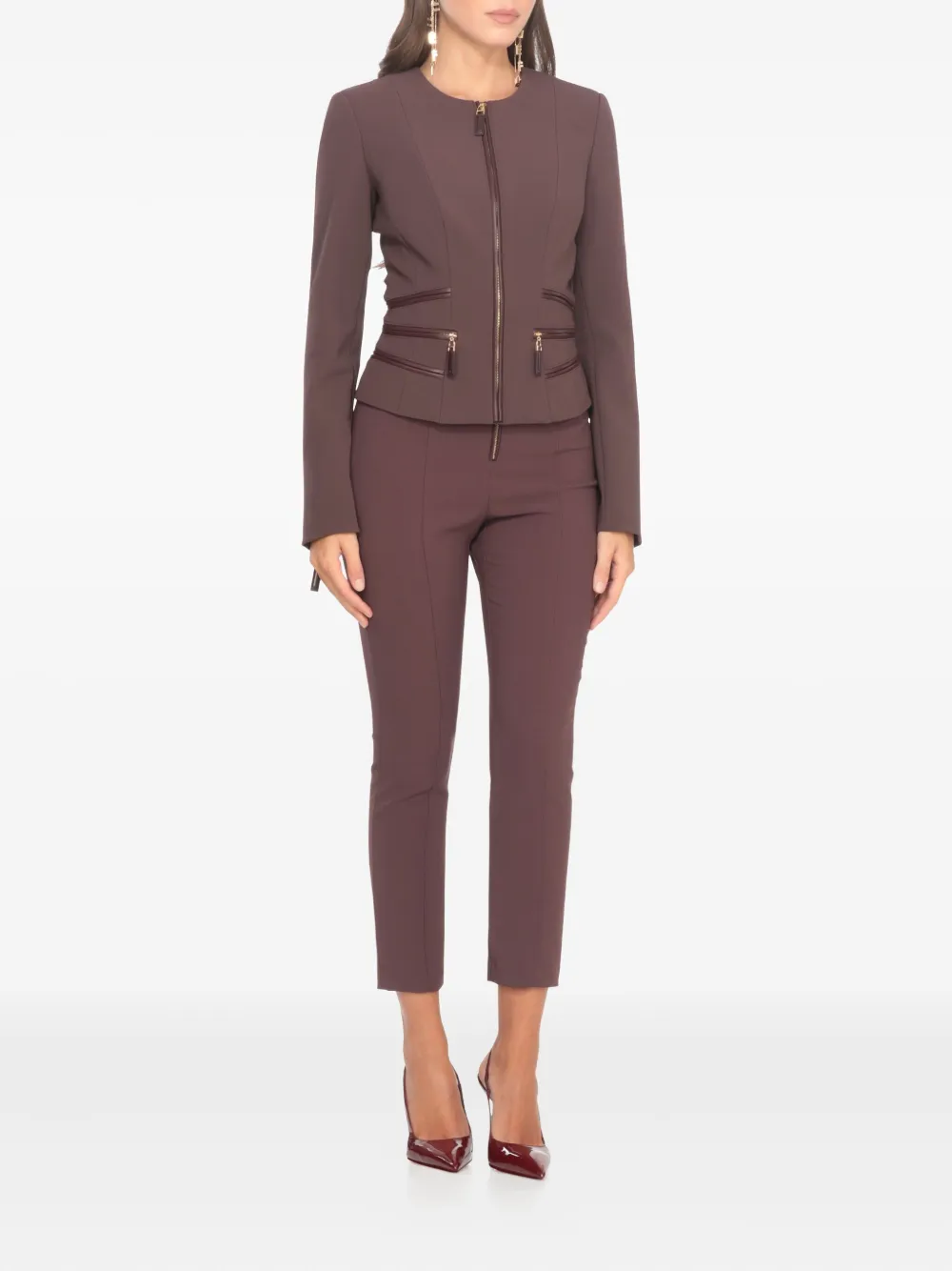 Elisabetta Franchi high-waisted cropped trousers - Bruin