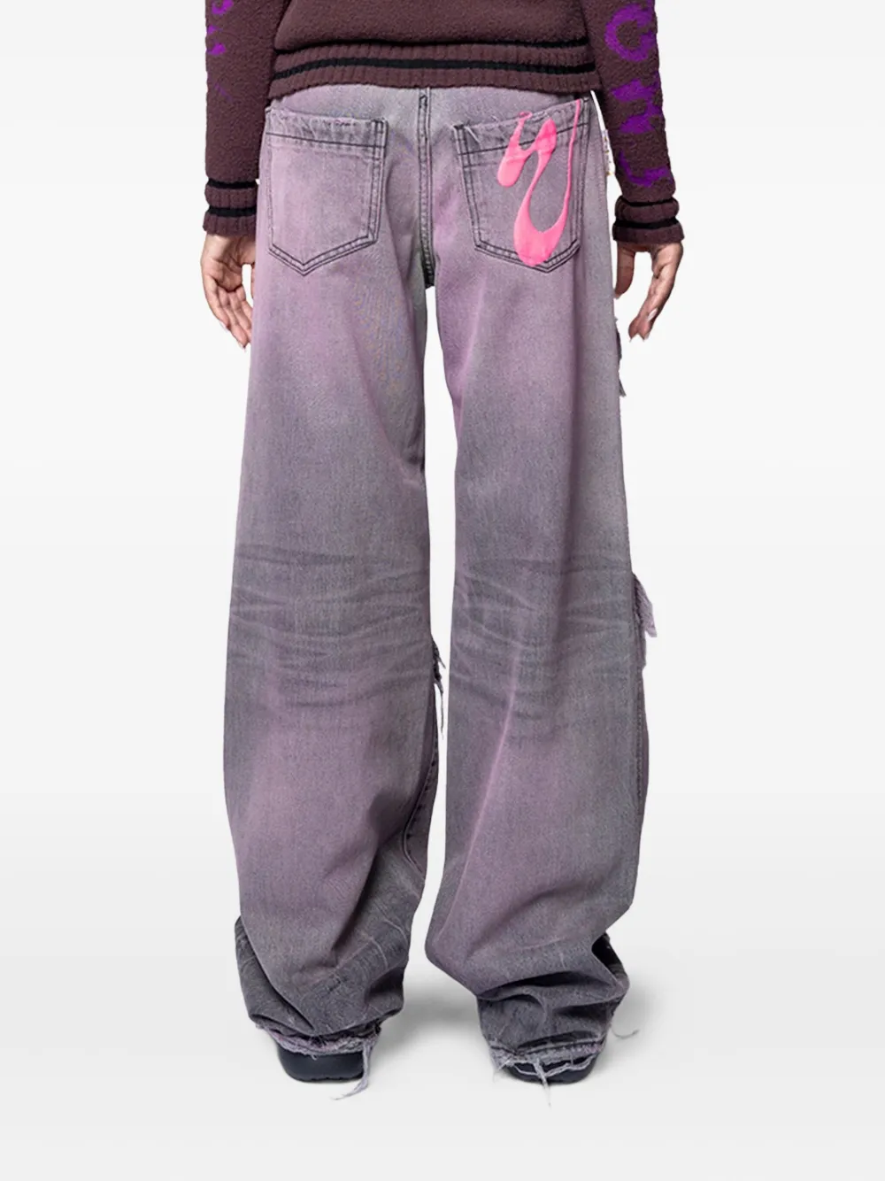 Pdf Channel Faded Distressed Jeans In Pink