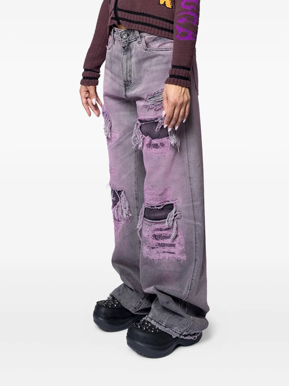 PDF CHANNEL faded distressed jeans - Roze