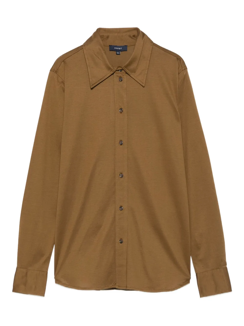 Soeur Button-down Organic-cotton Shirt In Brown