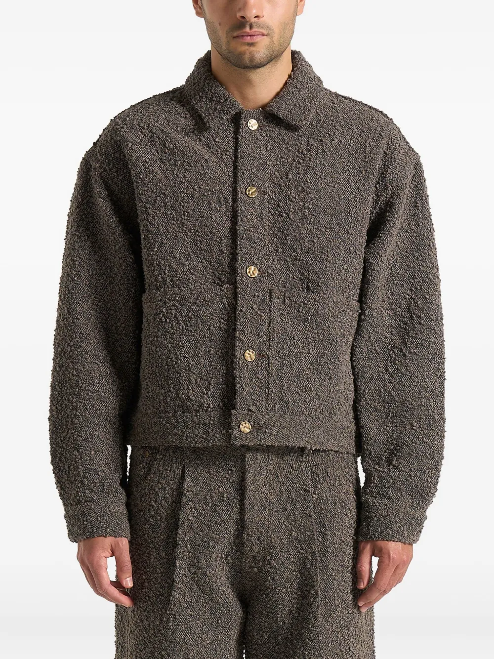 Manière De Voir Damien boucle back-pleat shirt jacket | Brown | Image 1