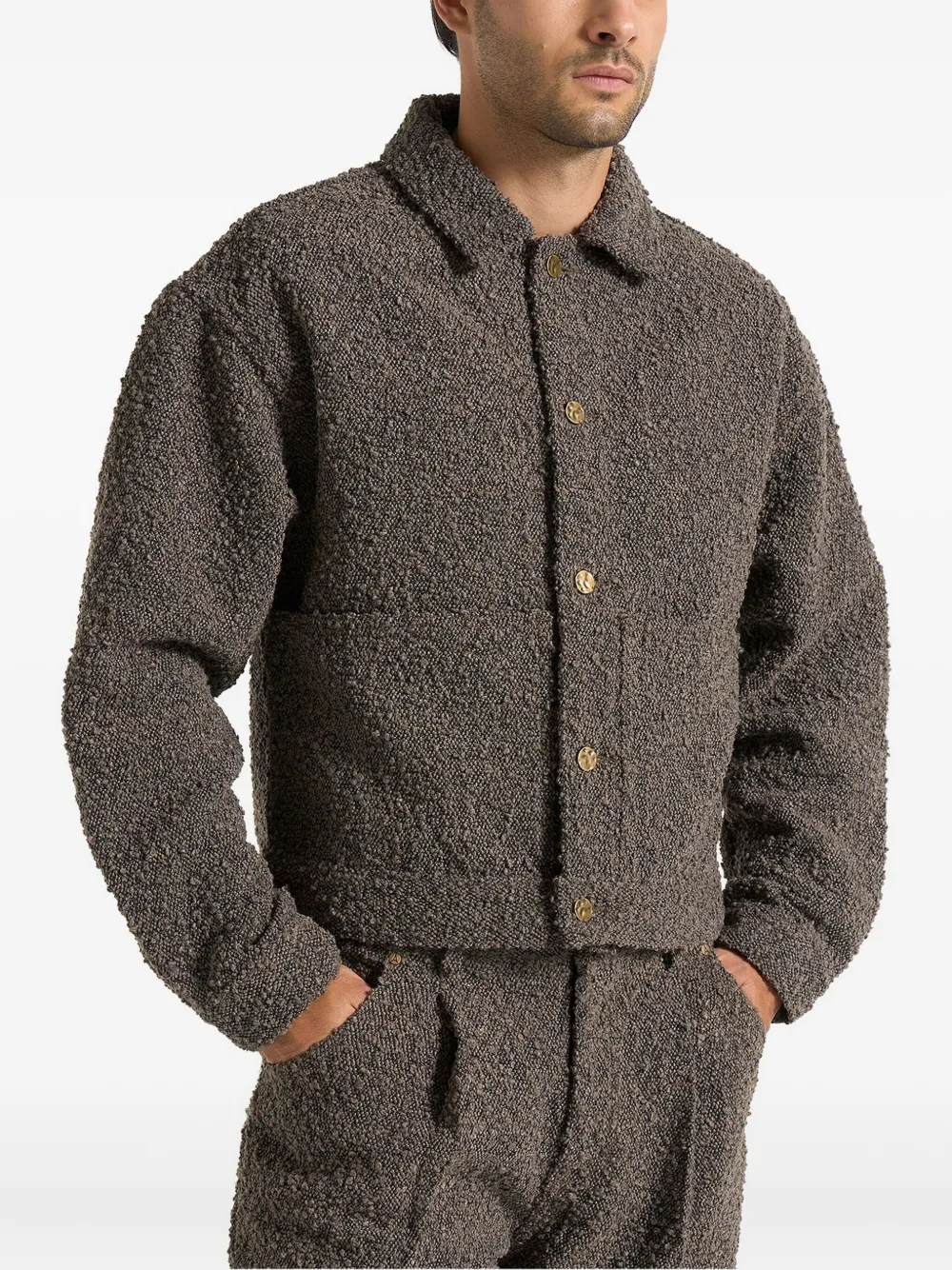 Manière De Voir Damien bouclé shirtjack met geplooide achterkant Bruin