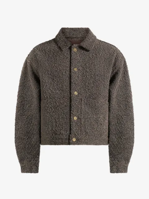 Manière De Voir Damien in brown bouclé denim jacket with back-pleat