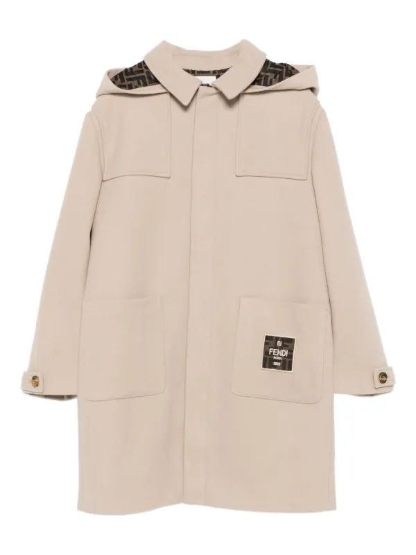 Fendi Kids フーデッド コート | ニュートラル | FARFETCH JP