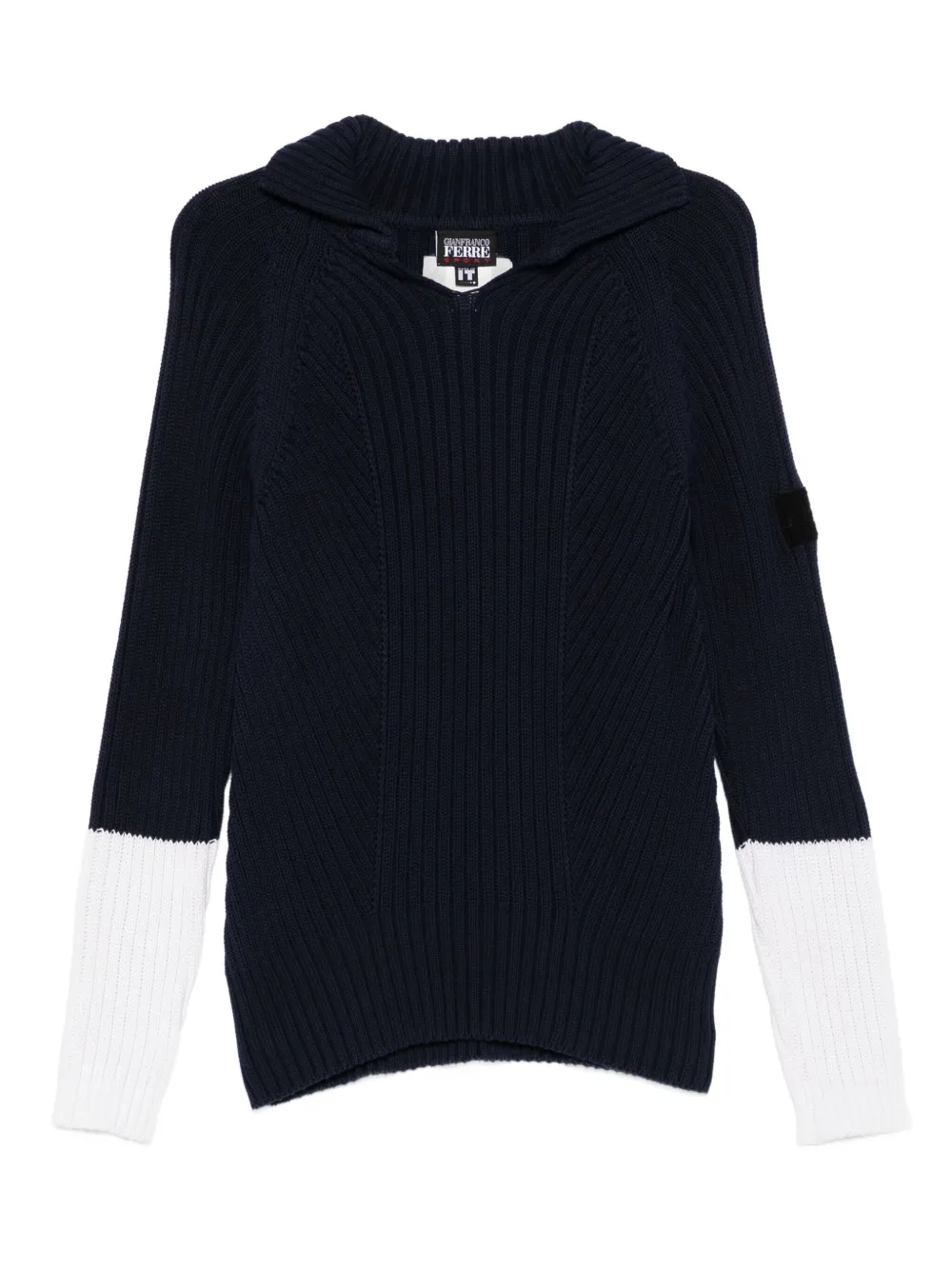 Gianfranco Ferré Pre-Owned 1990s ribbed-knit colour-block sweater | Blue | Image 1