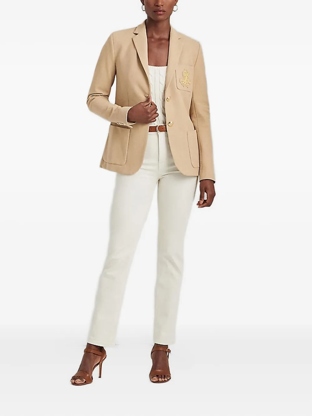 Lauren Ralph Lauren Blazer met borduurwerk Beige