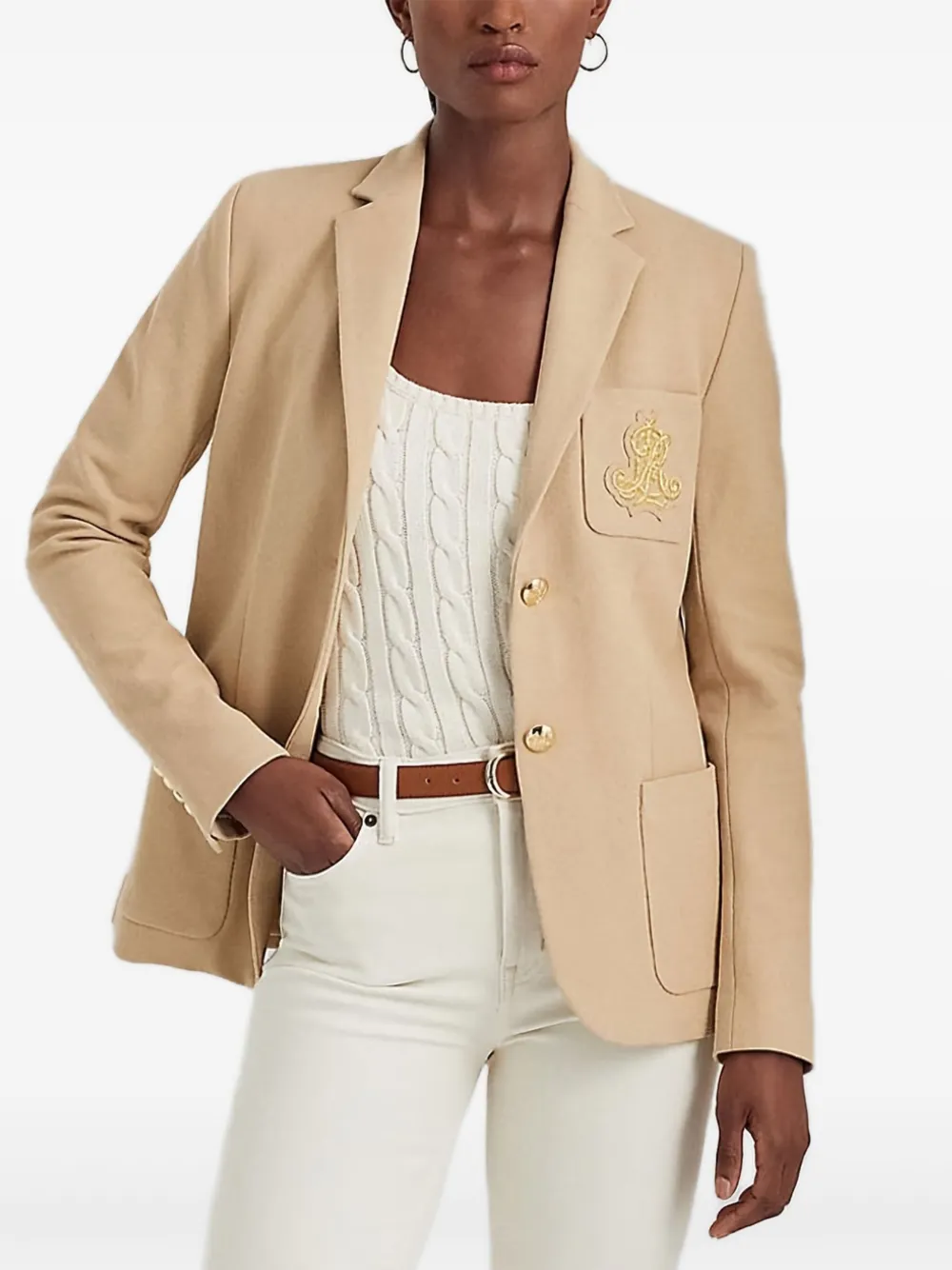 Lauren Ralph Lauren Blazer met borduurwerk Beige