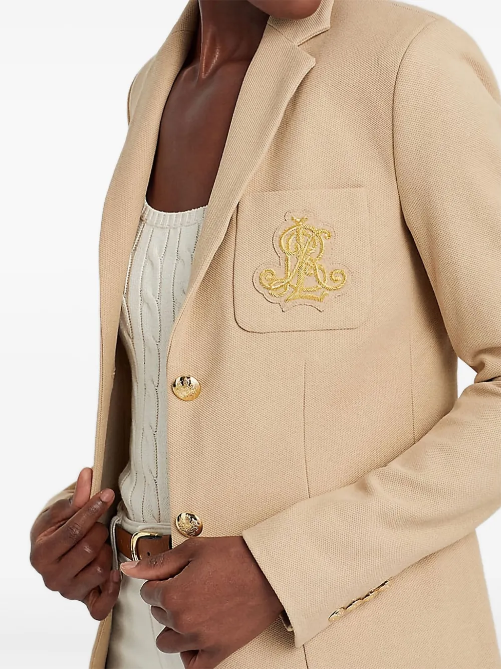 Lauren Ralph Lauren Blazer met borduurwerk Beige