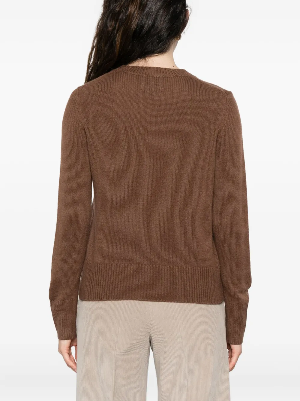 Allude Kasjmier trui met ronde alsh Bruin