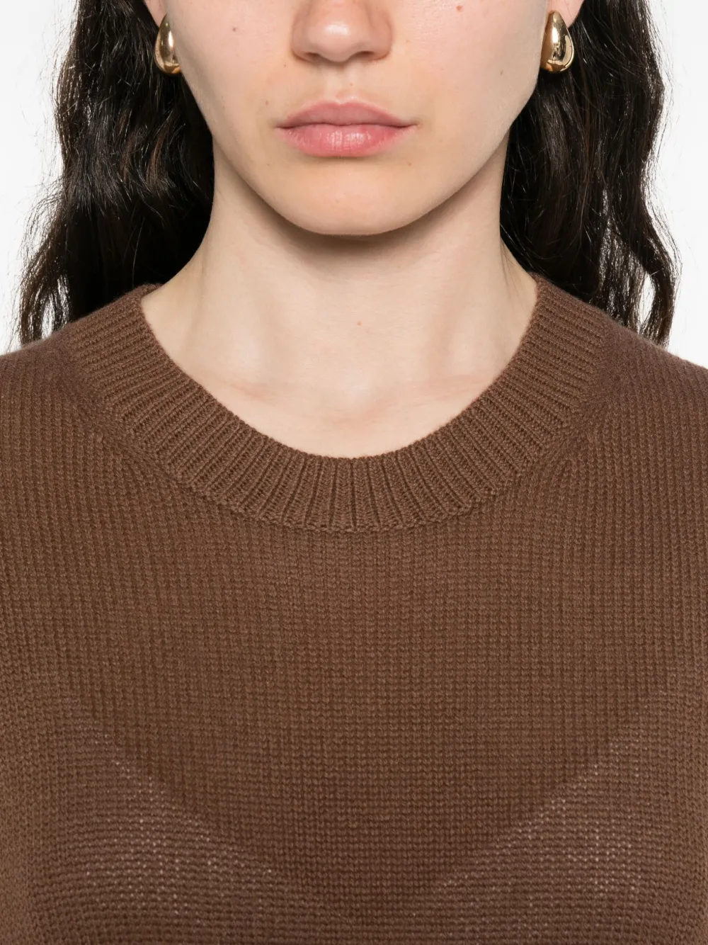 Allude Kasjmier trui met ronde alsh Bruin