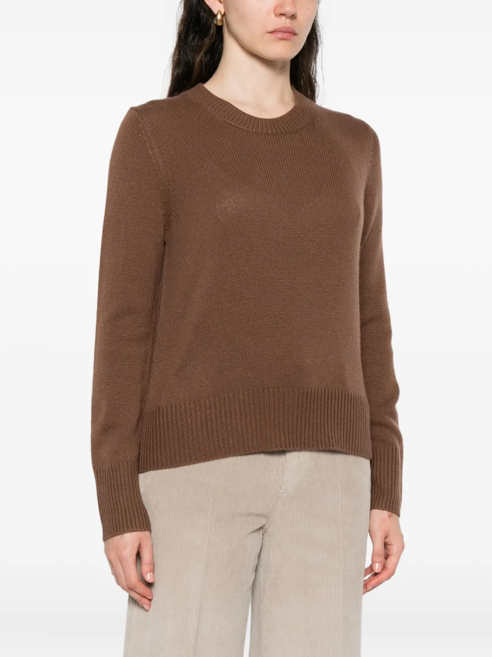 Allude Kasjmier trui met ronde alsh Bruin