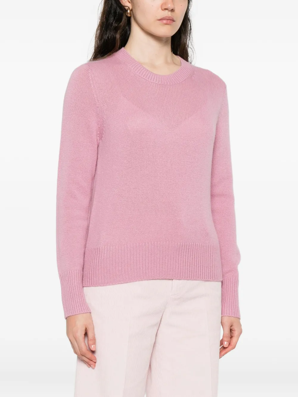 Allude Trui met ronde hals en lange mouwen Roze