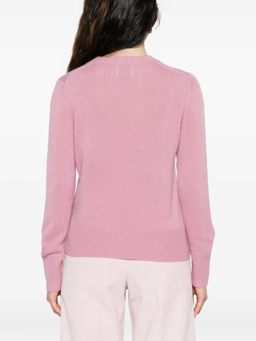 Allude Trui met ronde hals en lange mouwen Roze