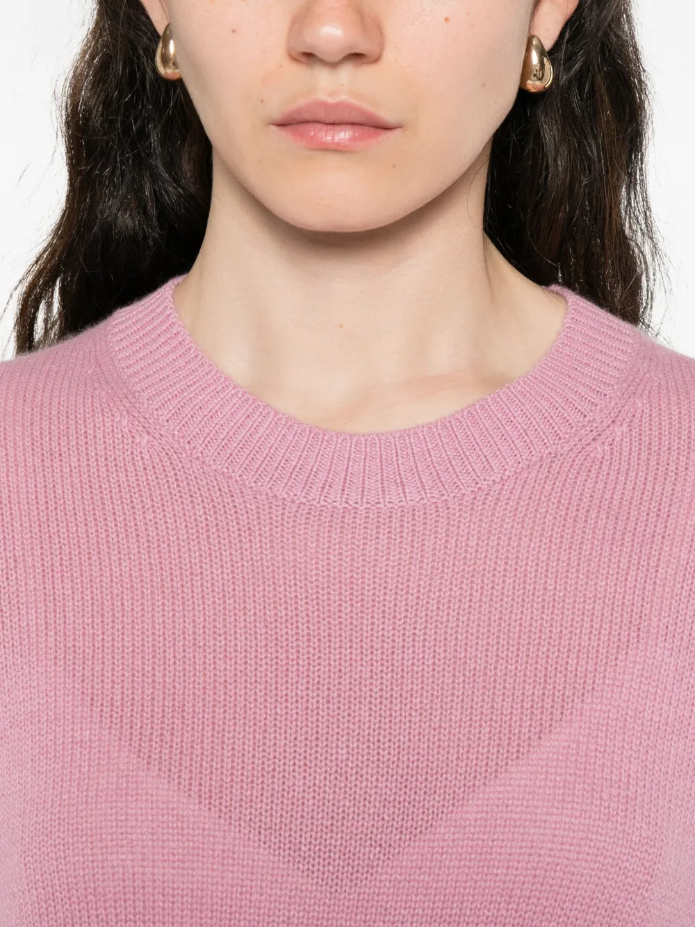 Allude Trui met ronde hals en lange mouwen Roze