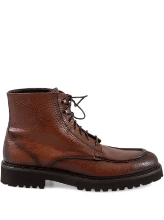 CALCE lace-up pebble-grain Leather Boots | Brown | FARFETCH UK