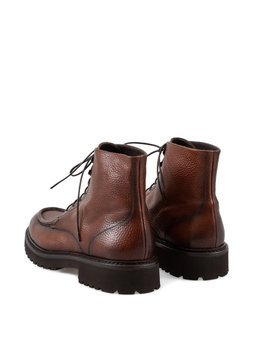 CALCE lace-up pebble-grain leather boots Brown