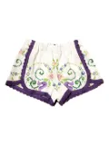 LOT embroidered-floral lace-trim shorts - White