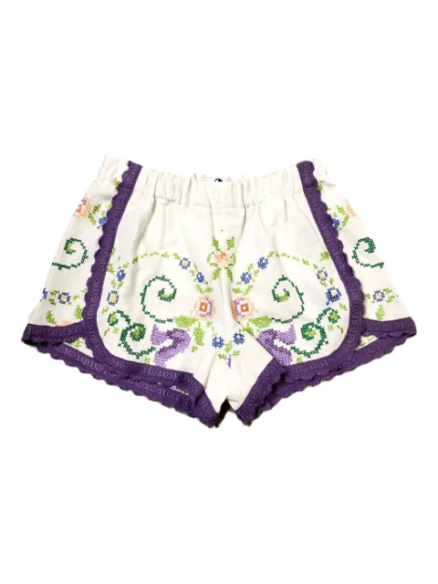 LOT embroidered-floral lace-trim shorts