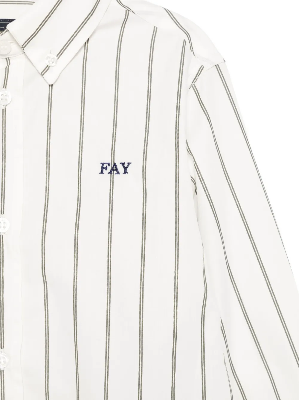 Fay Kids striped logo-embroidered shirt Wit