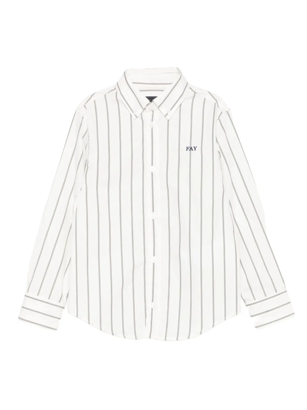 Fay Kids striped logo-embroidered shirt Wit