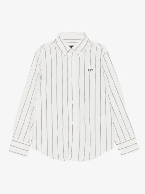 Fay Kids striped logo-embroidered shirt
