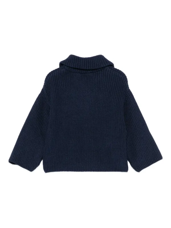 Mini Rodini panda-embroidered zip-up Sweater Blue FARFETCH GE