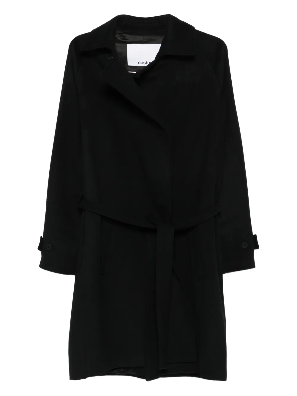 Costumein belted double-breasted coat | Black | Image 1