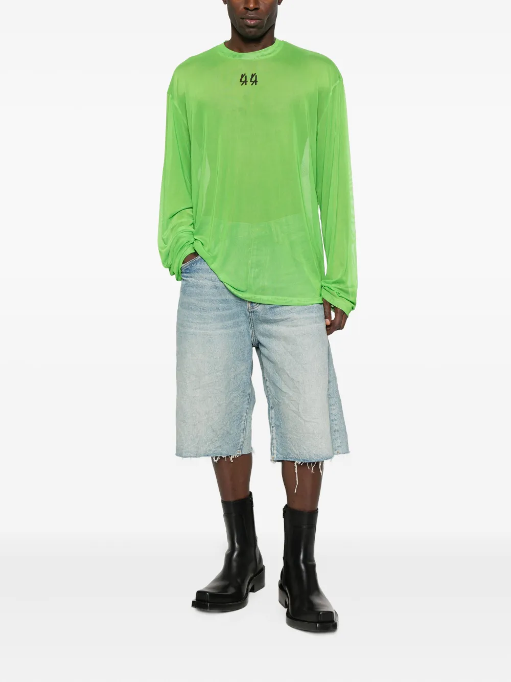 44 LABEL GROUP logo-print mesh sweatshirt - Groen