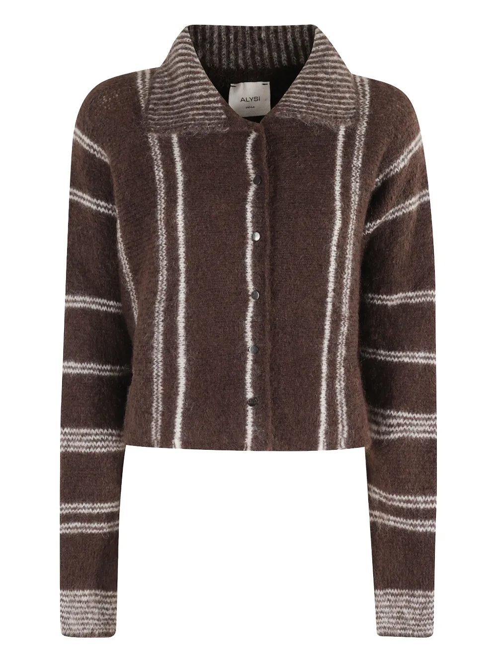 Alysi Striped Buttoned Cardigan In Brown