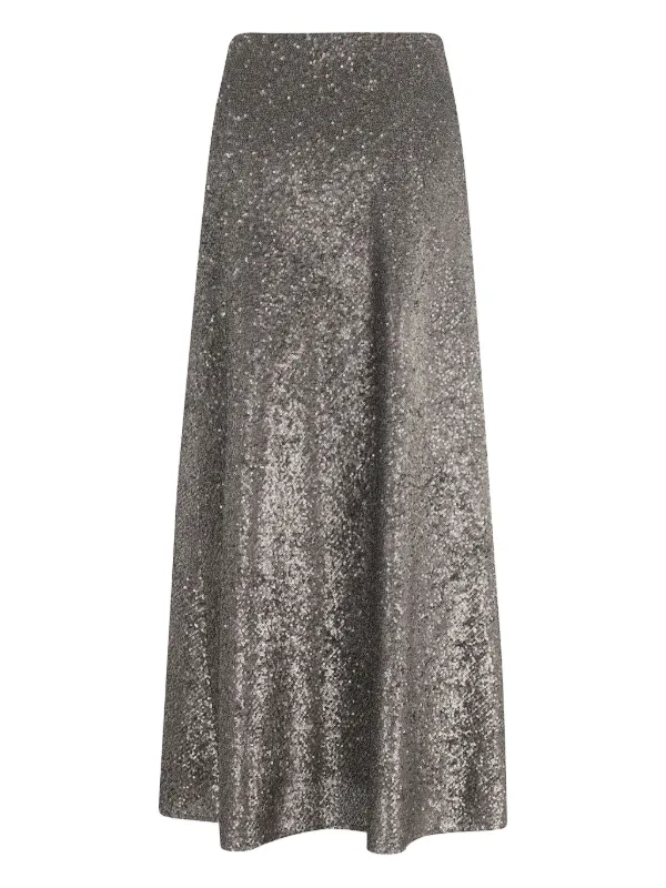 Herno Sequinned A-line Midi Skirt in Metallic