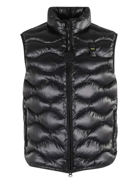 Blauer quilted-wave gilet