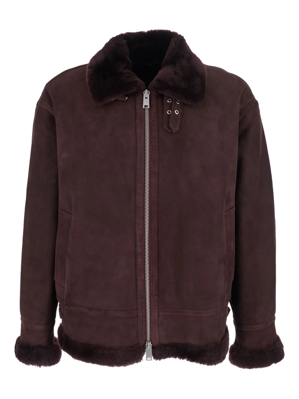Arma Sano Suede Shearling-lined Jacket In Red
